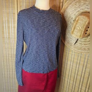 Navy Blue & White Striped Longsleeve Shirt by Madewell